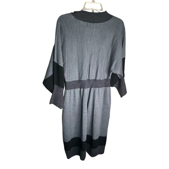 Connected Apparel Sweater Dress V-Neck Long Sleeves Acrylic Grey Womens Large - Picture 2 of 5